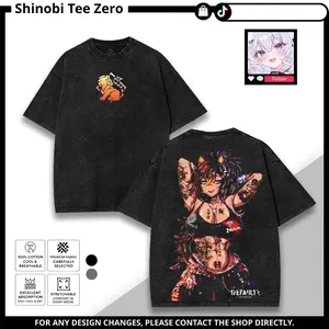 Dehya Genshin Impact Washed T-Shirt – Limited Retro Double Printed Vintage Oversized Anime Graphic Pullover & Tee, Heavyweight Cotton Streetwear Crewneck, Unisex Manga Gift for Fans