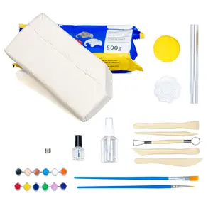 Air Dry Clay Pottery starter Kit ,Beginners Home Pottery Kit for Adults,Complete DIY Clay Set with Tools,Sculpting Accessories and Gloss Varnish,Arts Crafts Plate Making Kit,Perfect Christmas Gift