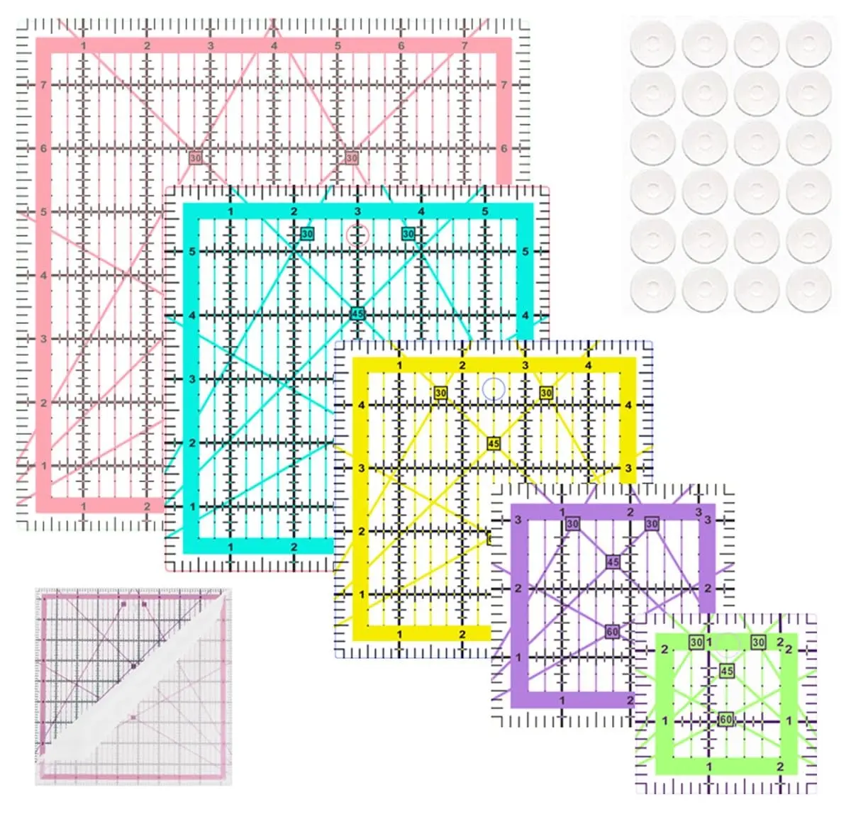 Quilting Rulers,5 Quilting Square Rulers(2.5",3.5", 5", 6", 8"),Quilting Rulers and Templates