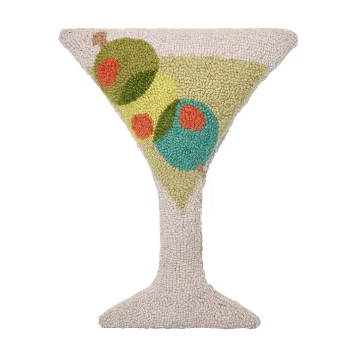 Peking Handicraft 30APS214C16OB 12 x 16 in. Martini Glass Shaped Blown in Filler Hook Pillow, Multi Color
