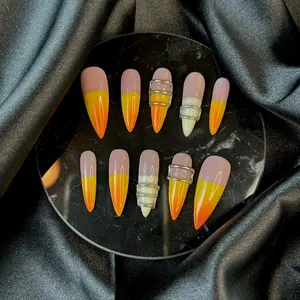 Tangerine Ombré Press on nails The Nail Lab | Long nails | Black nails | Chrome nails | Stiletto nails | Cool nails | High quality | 10pcs | Rhinestones | Glossy | 3D Arcylic