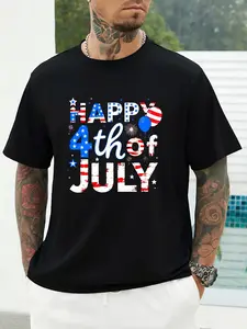 Happy 4Th of July Patriotic T-Shirt| 180G Quality Tee| Perfect Independence Day Gift| Family And Office Celebrations| USA Flag Print Tee for Men Women
