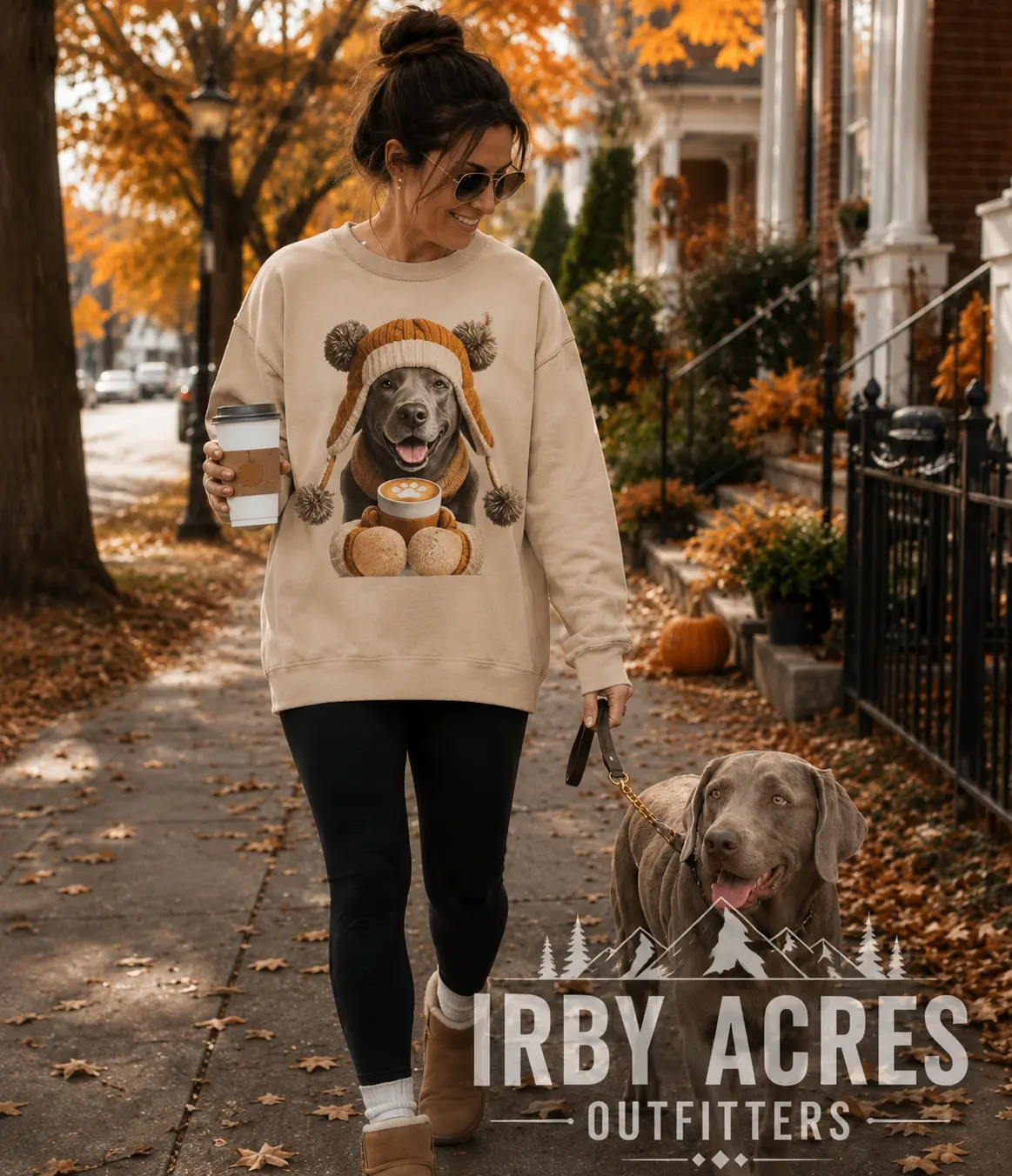 Women's Silver Labrador Ribbed Knit Casual Hoodie - Cozy Fall Dog Mom Crewneck, Pumpkin Spice Coffee Lover Tops Pullover