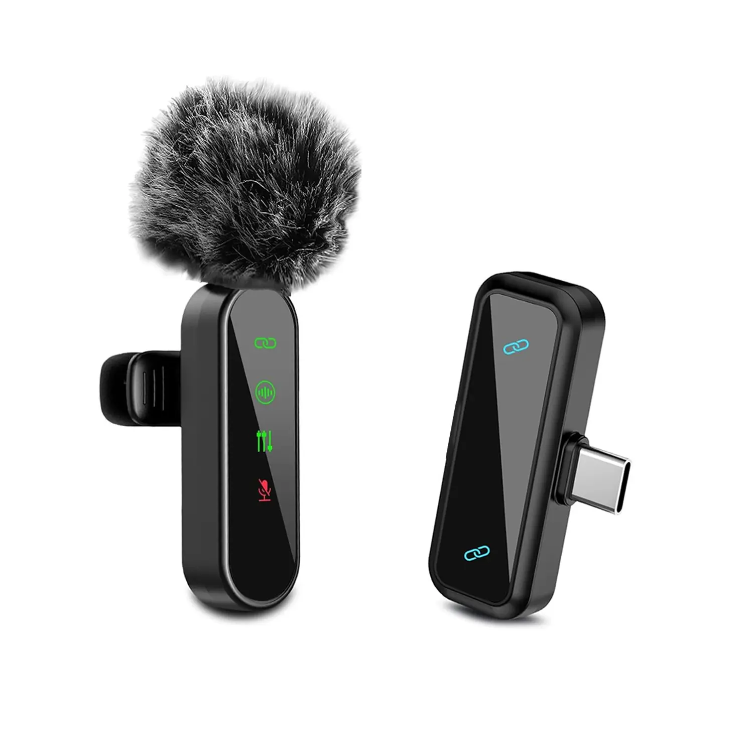 Professional Wireless Lavalier Microphone for iPhone and Android, Mini Microphone with Status Display, Portable Rechargeable Mic, Rechargeable Lapel Mic with Crystal-Clear Sound for Recording, Live Streaming, Vlogs, TikTok and Live Broadcasting Equipment