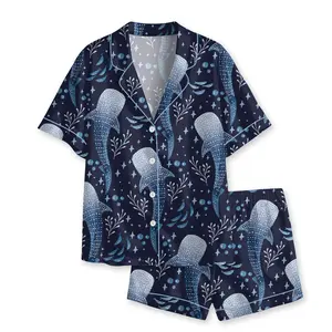 Whale Shark Pajama Set For Women Print Comfy Sleepwear and Loungwear Pjs Printing Top &Bottom Shorts, Gift For girlfriends