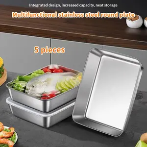 5-Piece Stainless Steel Food Storage Containers with Airtight Lids - Leakproof Metal Meal Prep Set - Reusable Kitchen Storage Bins for Fruit, Meat & Veggies - Dishwasher Safe & Eco-Friendly