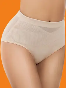 JUQDNX Sexy Shapewear Panties Tummy Control & Butt Lift Sleek Polyester Spandex Comfort Fit Briefs for Everyday Wear Apricot Basic Minimalist Womenswear Halloween & Black Friday Style