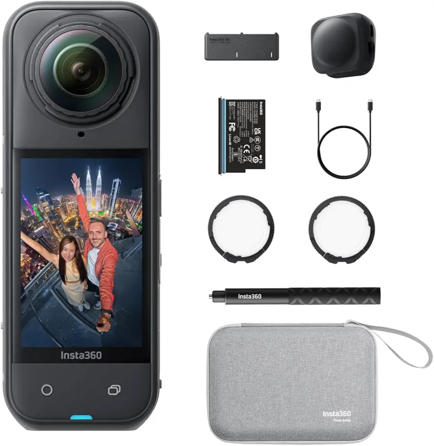 Insta360 X5 Essentials Bundle - 360-Degree Action Camera Kit for Outdoor Activities, Ideal for Adventure Enthusiasts (Phones & Electronics, Cameras & Photography Accessory)