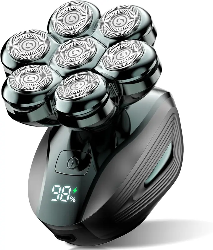 Head Shaver for Bald Men – 7D Floating Flex Electric Razor with Magnetic Head, IPX7 Waterproof & LED Display