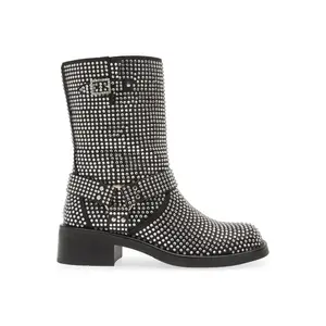 CHARITY-BLACKSILVER FLAT BOOTIE