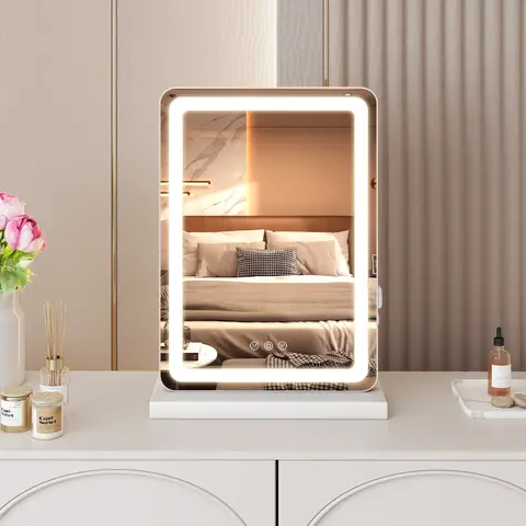 Sweetcrispy LED Vanity with Mirror - Modern Linear Dimmable Rectangle Design, 3-Mode Adjustable Brightness, Touch-to-Adjust Control, 10x Magnifier, Detachable Base, Hanging Option, Christmas Gift for Girls, Bedroom Decor