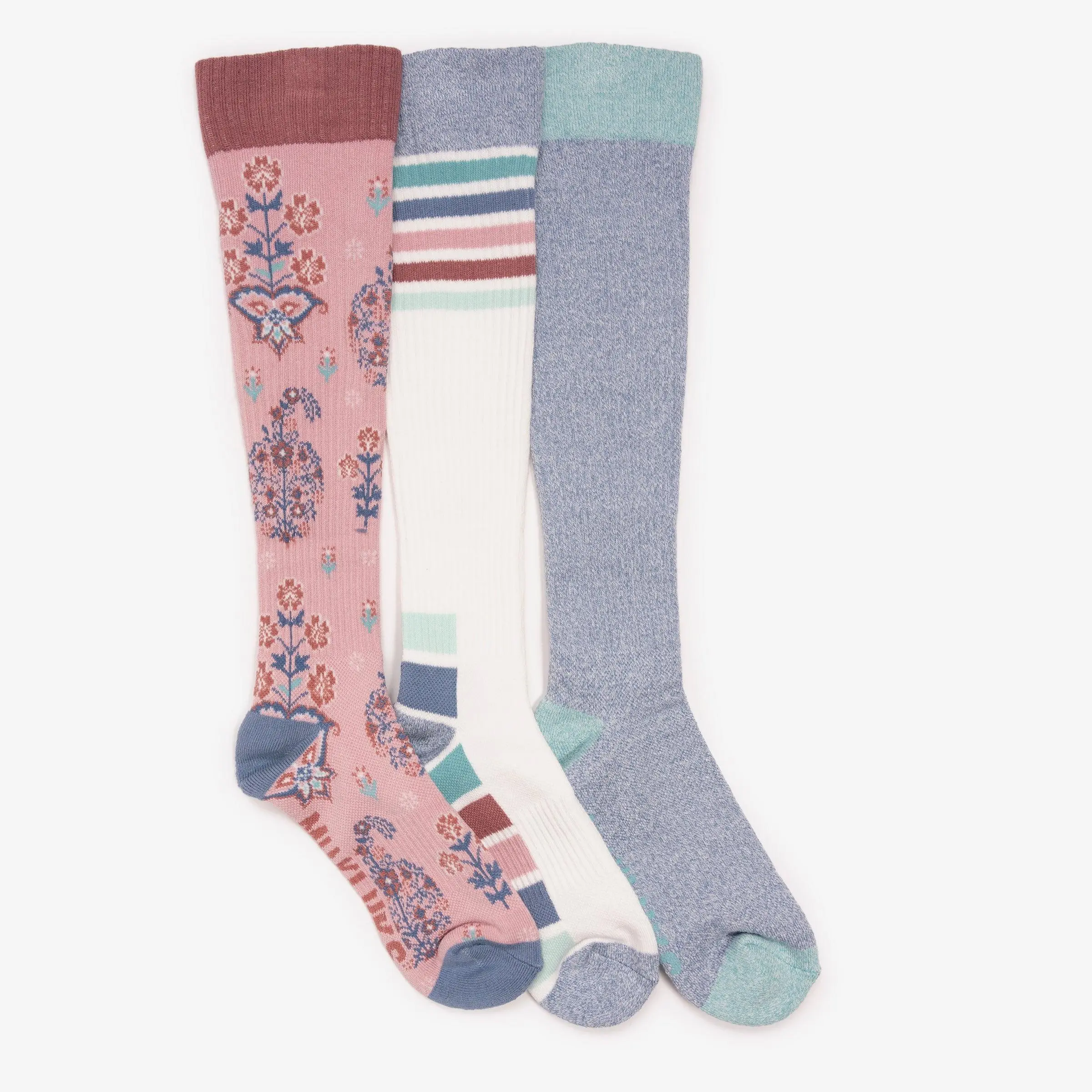 Women's LUXE Tall Ribbed Cotton Blend Compression Socks 3-Pack - Knee-Highs with Arch Support, Lady-Fit Compression Stockings for Everyday Use, 1-Size-Fits-Most, All-Cotton Mid-Calf Socks, Arch Mid-Calf Socks