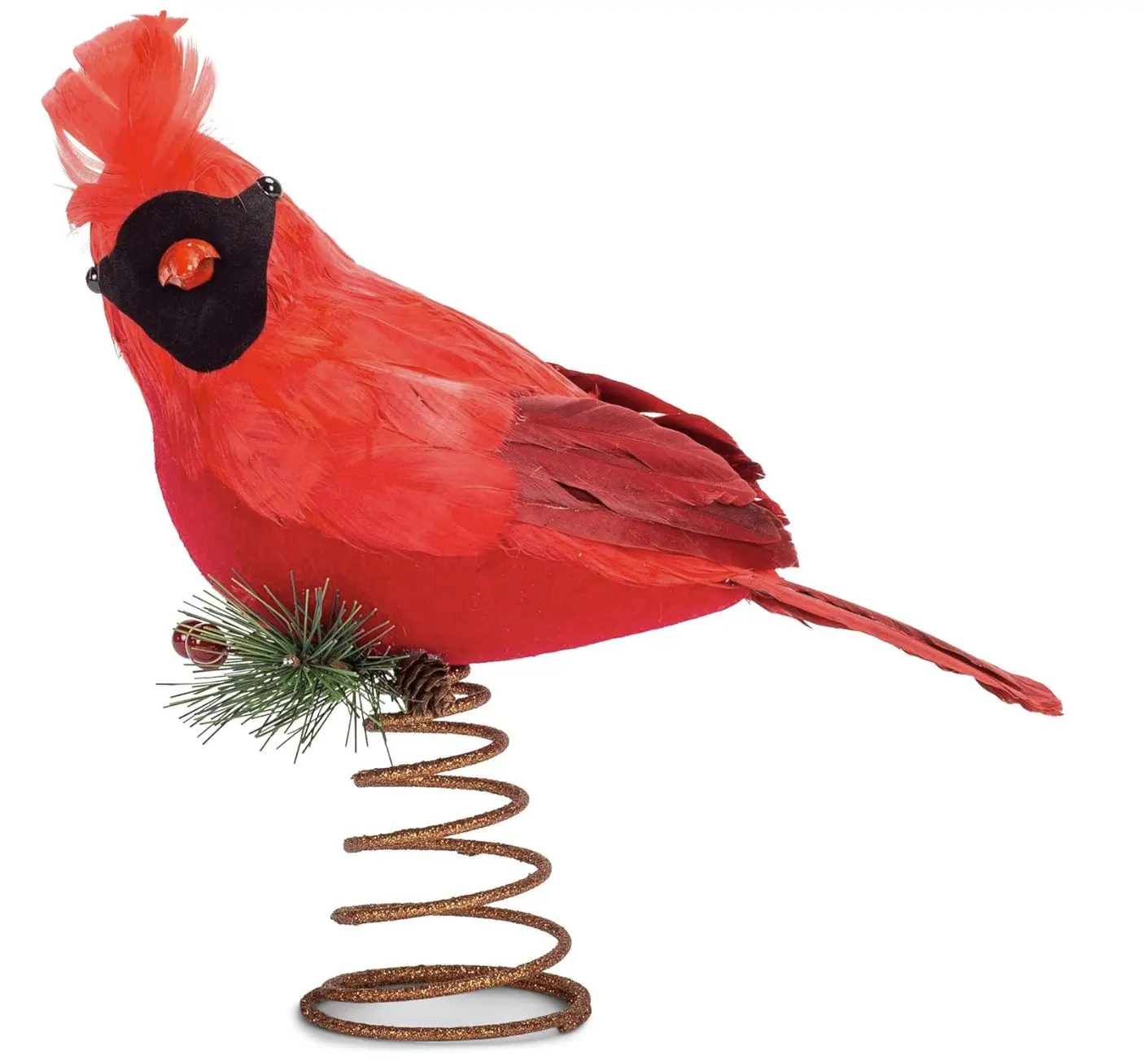 10'' Cardinal Christmas Tree Topper Red Cardinal Christmas Tree Decoration Red Bird Christmas Tree Ornaments Artificial Feather Flocked Christmas Ornaments for Christmas Wedding Party Decor