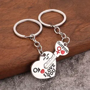 2 Pieces Couple Keychain Set - I Love You with Red Heart Keychain Set for Boyfriend, Girlfriend and Best Friend, Valentine's Day Birthday Gift, Graduation Gift