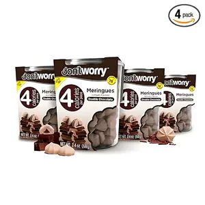 Don't Worry Sugar Free Cookies - 4 Pack Doub Dessert 4 Calories Per Piece Egg Whites Maltitol Soluble Fiber Inulin Allulose Fructose Maltitol Chocolate Filling Cocoa Powder Milk Fat Soy Lecithin Natural Vanilla Extract Artificial Flavor Caramel Color, Sna