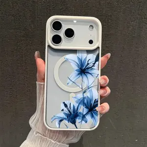 "Blue Lily" Magnetic Phone Case — Fits iPhone 17/16/15/14/13 Pro/Plus Series; A Transparent, Lightweight Case with Drop Protection—The Perfect Gift for Her。iPhone 17 Pro Max case/iPhone 16 Pro Max case
