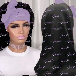 A.Mariie Long Satin Bonnet with elastic long band