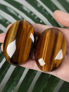 Tiger Eye Stone Decor, Large Palm Stone Crystals, Natural Crystal Decorations, Meditation Crystal, Unique Stocking Stuffers and Birthday Gifts for Women, Men
