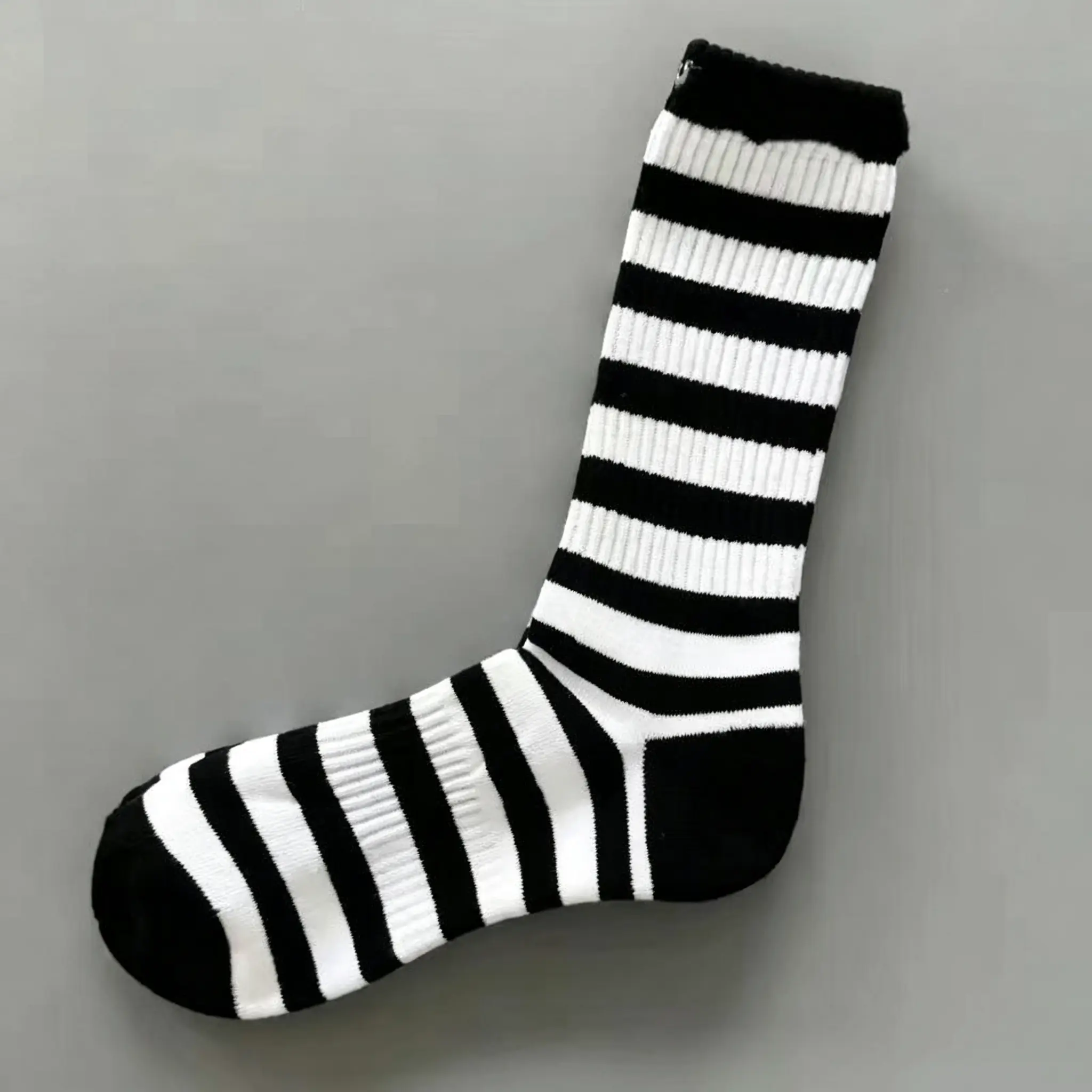 New pure cotton striped towel-soled sports socks, unisex mid-high socks