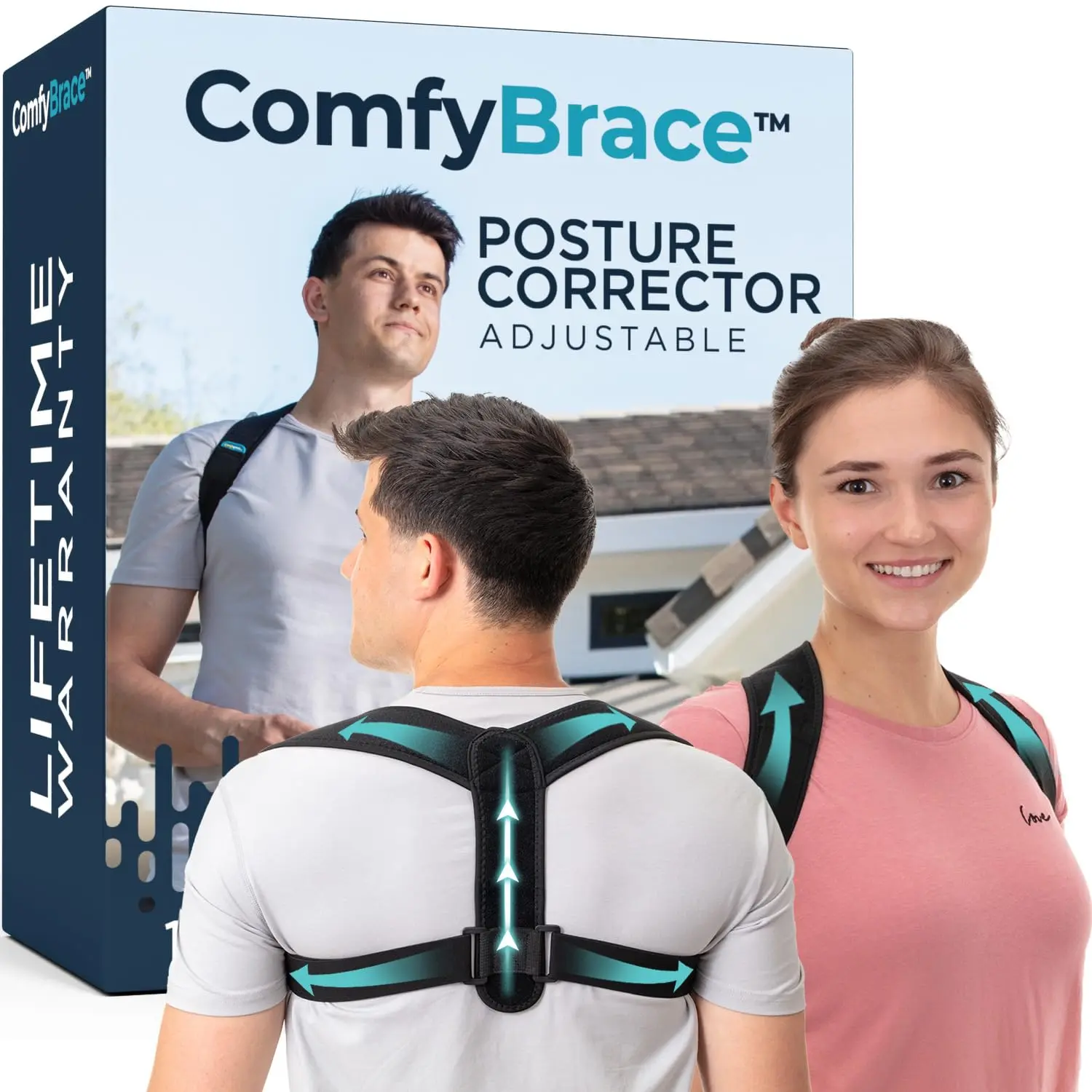 Posture Corrector for Men and Women, Back Brace Straightener | Breathable adjustable posture brace, shoulder brace straps and upper back support for neck hump, hunchback, clavicle pain