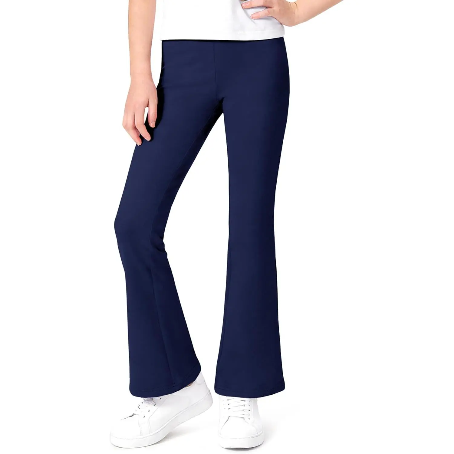 Girls Flare Leggings School Uniform Pants Kids Cotton Bell Bottoms