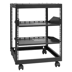 VEVOR 12U Server Rack, Open Frame Network Rack, Wall Mount Design with 2 Vented Rack Shelf & 4 Casters, 23''-40'' Adjustable Depth for Networking AV Gear & Mounting Hardware Audio Organiser Steel