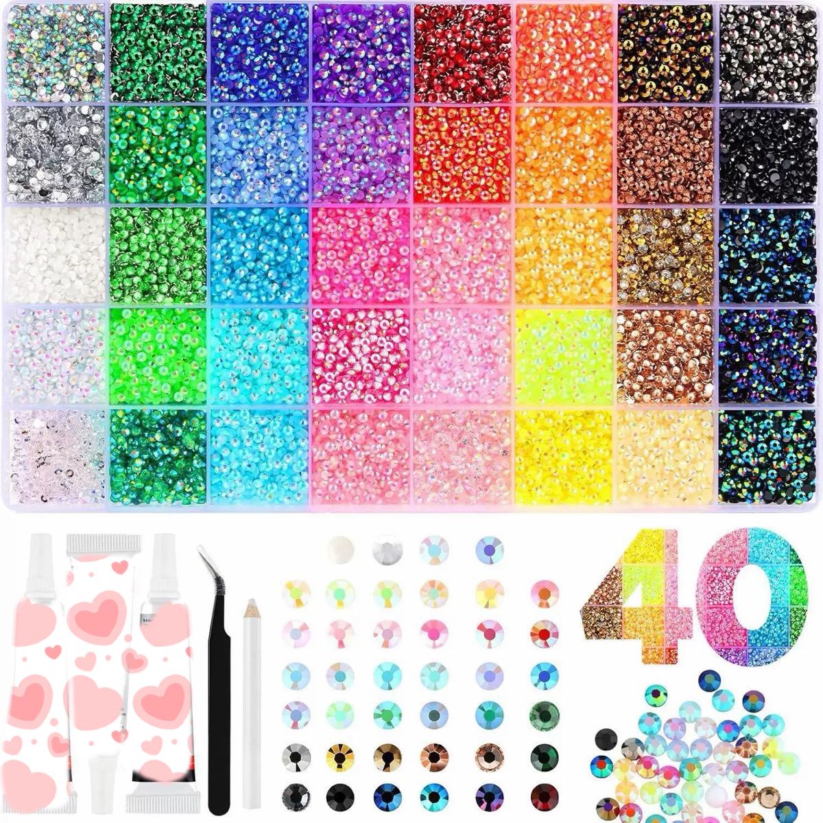 3mm AB Resin Rhinestones Kit 32000pcs Flat Back Gems Jelly Crystal Mixed Colors Nail Art Phone Case DIY Decoration Craft Set Sparkle Accessories for Clothes Shoes Makeup Festival Gift for Girls Women DIY Lovers