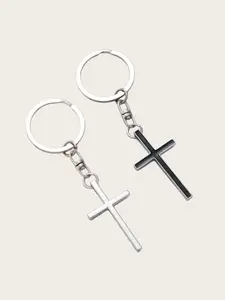 Zinc Alloy New Couple Cross Keychain Metal Keyring Simple Creative Hanging Ornament Car Backpack Decoration