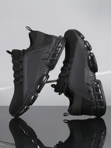 1 Pair Men's Thick Elastic Shock Absorption Sole Sports Casual Running Athletic Shoes Trendy Cool Minimalist Daily Commute&Street Wear - Flyknit Mesh Upper, Comfortable ReboundBreathable Lightweight Lightweight Running Sneakers