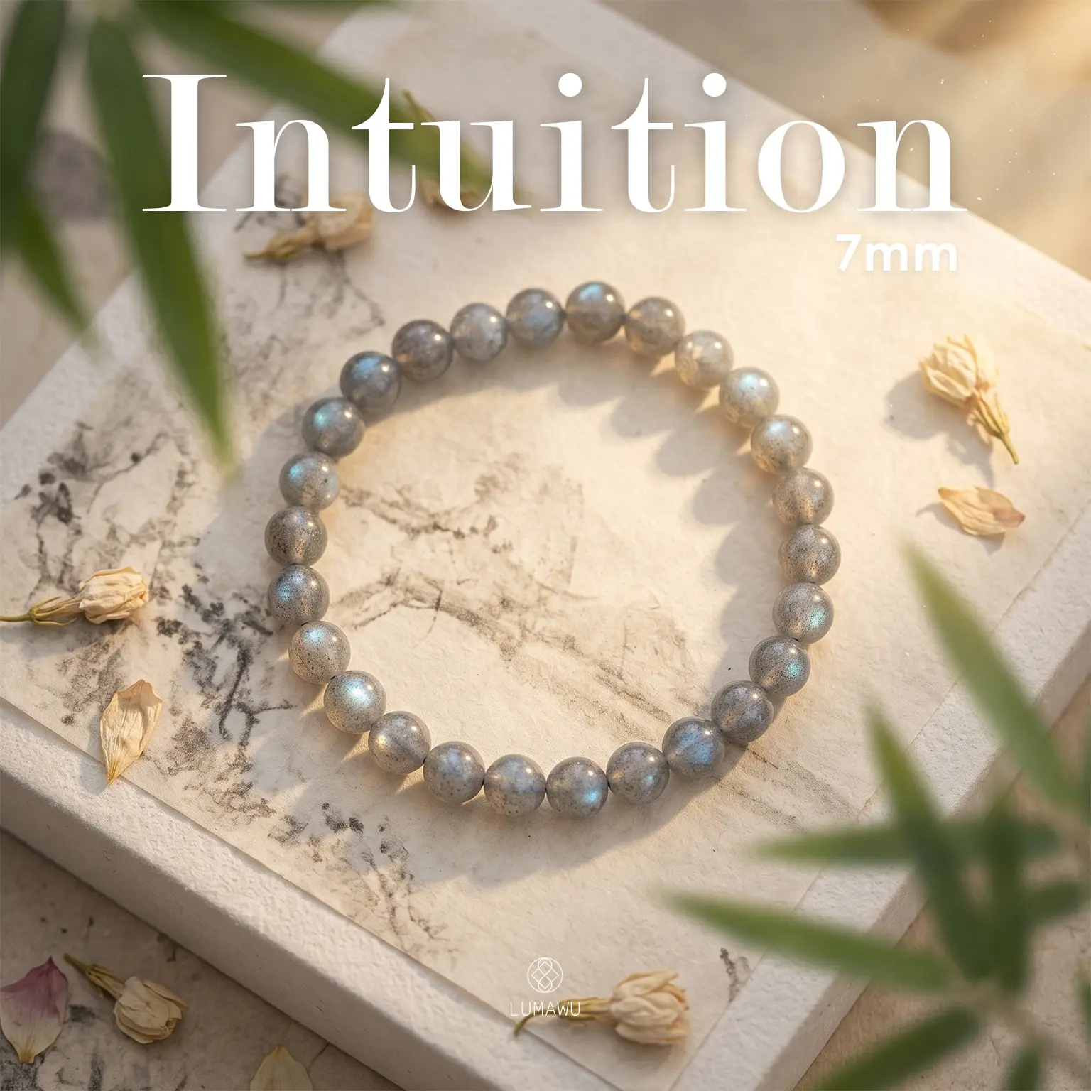 LUMAWU Natural Grey  Moonstone Healing Bracelet with Bold Beads - Unisex Fit, Anxiety Relief, Sleep Support, Emotional Balance, Wellness Costume Jewelry for Everyday Wear, Mental Health, Mindfulness, Daily, 44G, Inner Calm, Travel & Emotional Reset, P