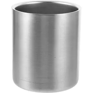 DOITOOL Toothbrush Holder for Bathroom, 304 Stainless Steel Toothbrush Tumbler Cup Water Cup Beverages Beer Cup for Home Party Travel (Silver, 300ml)