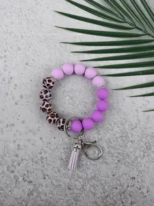 Colorful Leopard Print Beaded Fringe Keychain, Keychain for Bags, Multiple Colors Available, Bag Decoration, Car Key Holder, Daily Use, Gift Idea