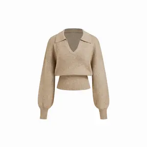 Cider Knit Collar Lantern Sleeve Top