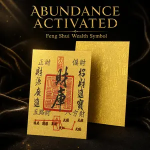 Feng Shui Lucky Money Card, Gold Prosperity Sticker for Phone, Wallet & Daily Carry