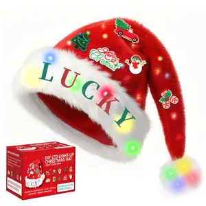 Adult DIY LED Light-Up Christmas Hat - Extra Thick Classic Fur, 3 Light Modes, Soft Velvet-Cotton Material, Comfortable - Festive Party Decoration Supplies, Photo Accessory, Holiday Gift (Home & Festive Party Supplies), Gifts