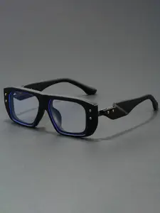 Simple Rectangular Fashion Glasses with Rivet Decoration Niche Temple Design Exquisite Glasses Suitable for Daily Office Styling