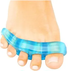 Wide Toe Stretch Separators - For Severe Foot Issues - Blue Silicone Gel - Heavy Duty Reinforcement - Soft Medical Grade - Daily Pain Relief & Foot Conditioning