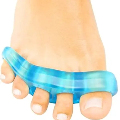Wide Toe Stretch Separators - For Severe Foot Issues - Blue Silicone Gel - Heavy Duty Reinforcement - Soft Medical Grade - Daily Pain Relief & Foot Conditioning