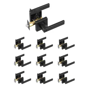 VEVOR Privacy Door Handle, 10 Pack Matte Black Door Lever, Left or Right Handing Reversible Lever with Keyless Lock, 45 °   Rotation to Open, Universal Square Interior for Bedroom and Bathroom Doors