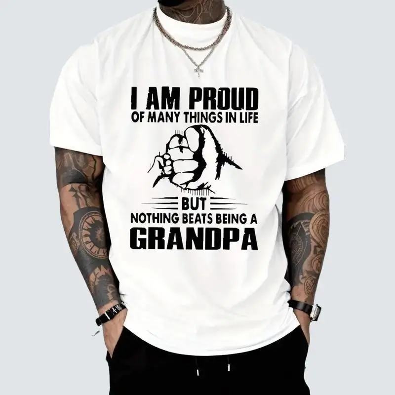 Women's 100% Heavy Cotton Short-Sleeve Graphic T-Shirt - Streetwear Grandpa Monogrammed Crew Neck Top, Casual Fitness Breathable All Seasons Machine Washable Womenswear
