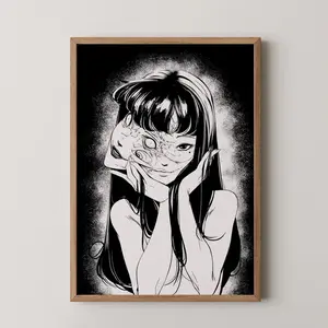 Junji Ito Tomie Poster, Horror Manga Girl Poster, Creepy Anime Wall Art, Black and White Japanese Print, Gothic Decor