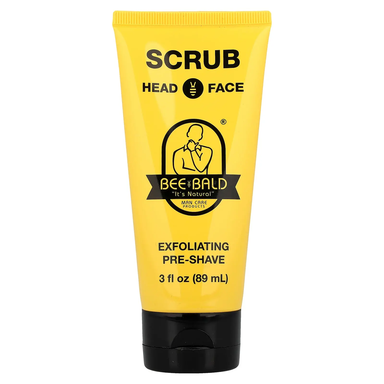 Bee Bald Scrub Head & Face, Exfoliating Pre-Shave, 3 fl oz (89 ml)