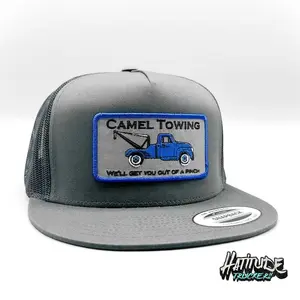 Tow Truck Patch Trucker Hat Gray Snapback, Mechanic Business Logo Cap, Wrecker Driver Mesh Back Flat Bill Gift for Men Dad Workwear Cap