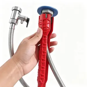 Multifunctional 8-in-1 Wrench for Plumbing Faucet & Bathroom Installation Heavy-Duty Sink Tool with Non-Slip Handle & Leveling Gauge for DIY Repairs