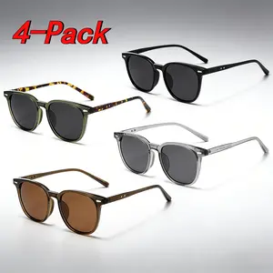 4-Pack Ultra-Light Square Polarized Sunglasses for Men & Women – UV400 Protection Windproof Shades, Face-Flattering Design with Natural Color Enhancement, Trendy Eyewear for Driving, Beach, Outdoor & Daily Casual Wear summerwins