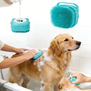 2-in-1 Pet Grooming Brush Silicone No Hair Damage Shampoo Dispenser for Dogs Cats Puppies Bath Grooming Shedding Care Ideal for Pet Parents