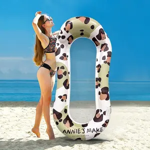 Leopard Print Inflatable Pool Float with Handrail, Summer Single Person Mesh Floating Bed, Outdoor Adult Foldable Water Raft, Pool Floaties