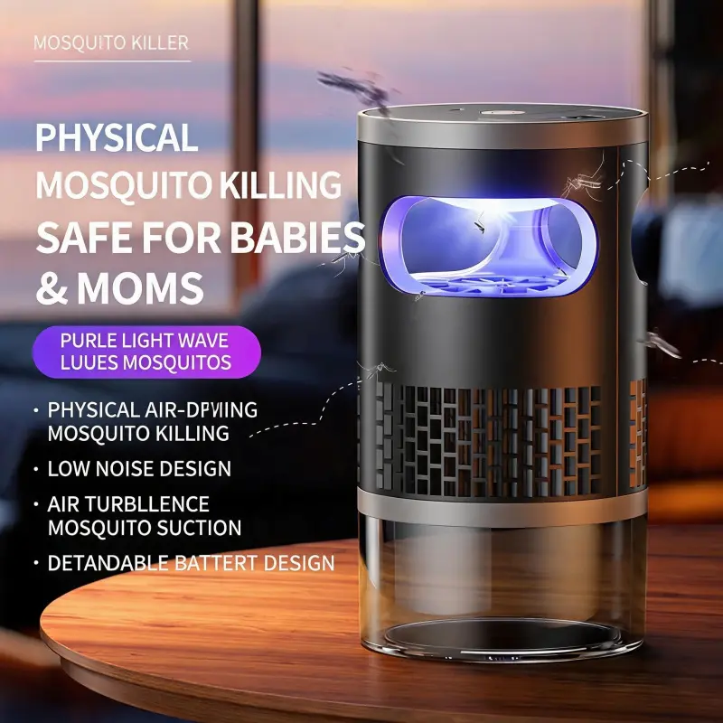 Indoor Bug Catcher with Light and Suction, Non-Electric Flying Insect Trap for Mosquitoes, Fruit Flies, Gnats, Moths, Mosquito Trap Lamp, Home and Outdoor Use