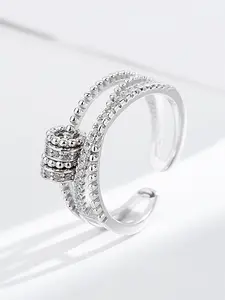 1 piece of 925 sterling silver trendy and dynamic decompression rotating bead ring for women's jewelry daily wear