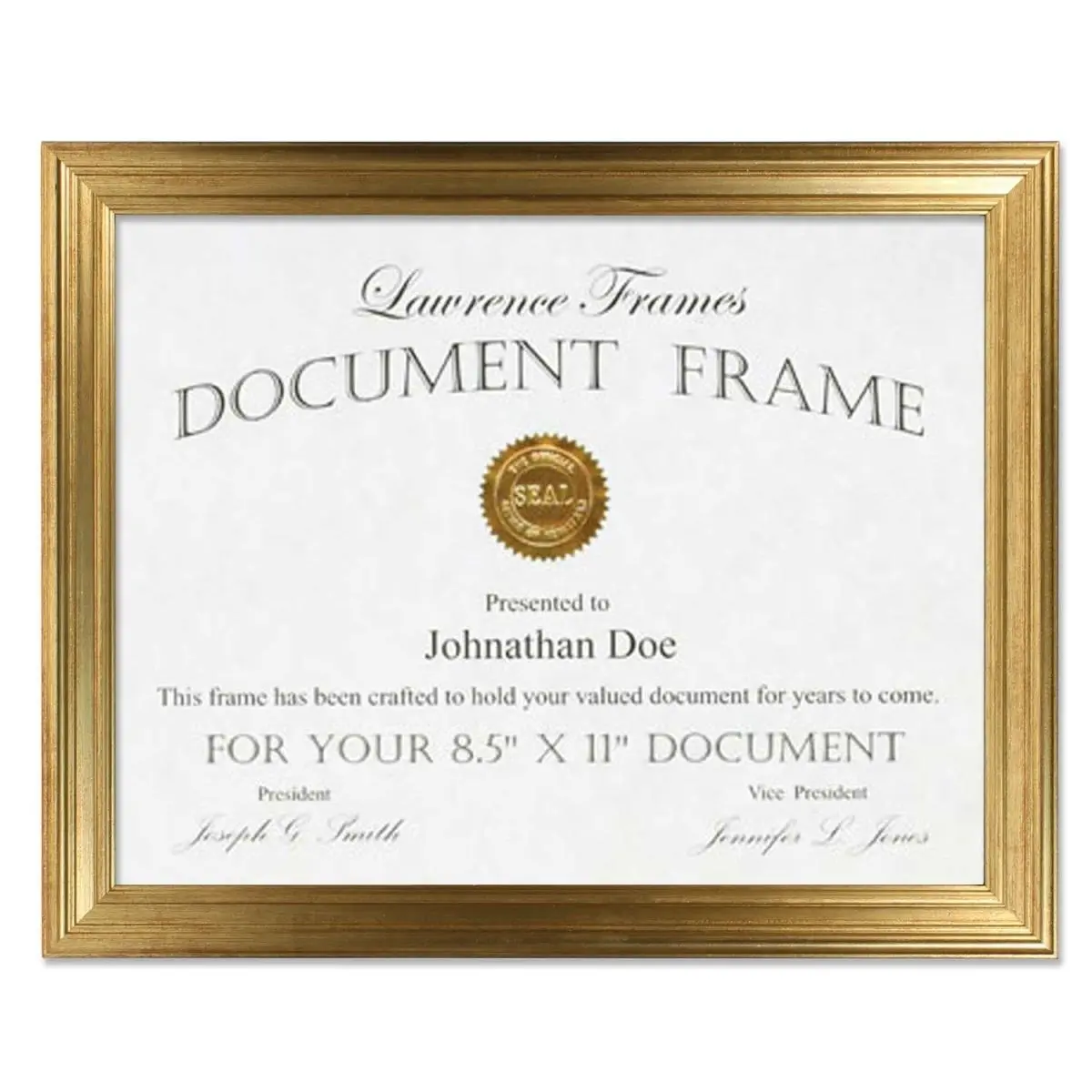 LawrenceFrames 536281 8.5 x 11 in. Sutter Burnished Picture Frame, Gold
